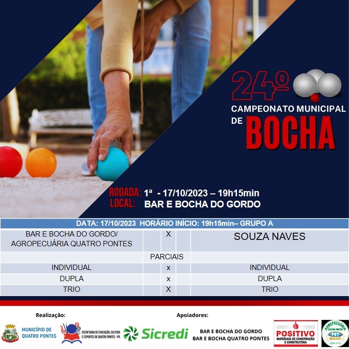 24º Campeonato Municipal de Bocha 2023 Cancha de Areia será aberto