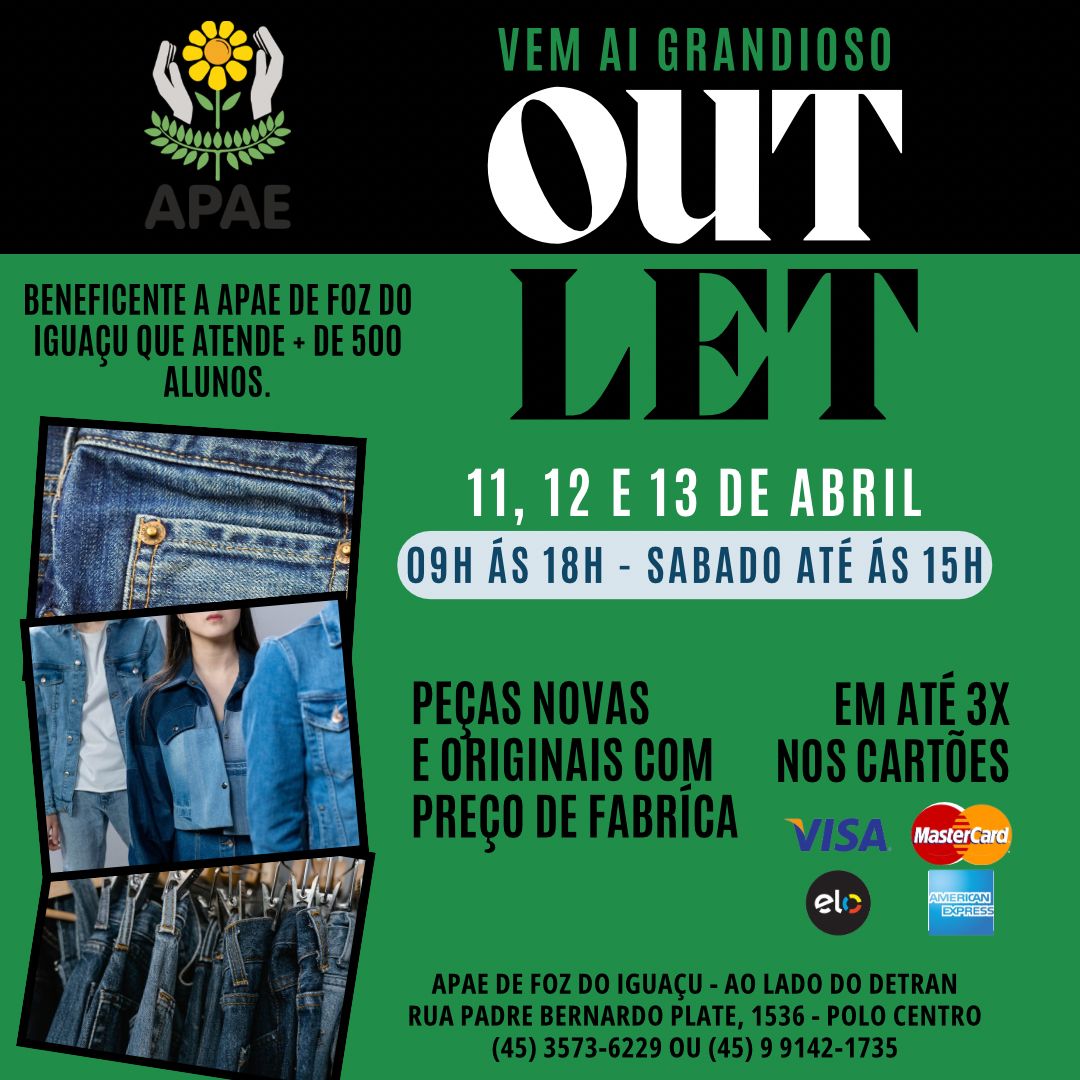 Outlet do Jeans na Sede da APAE em Foz do Iguaçu Oportunidade de