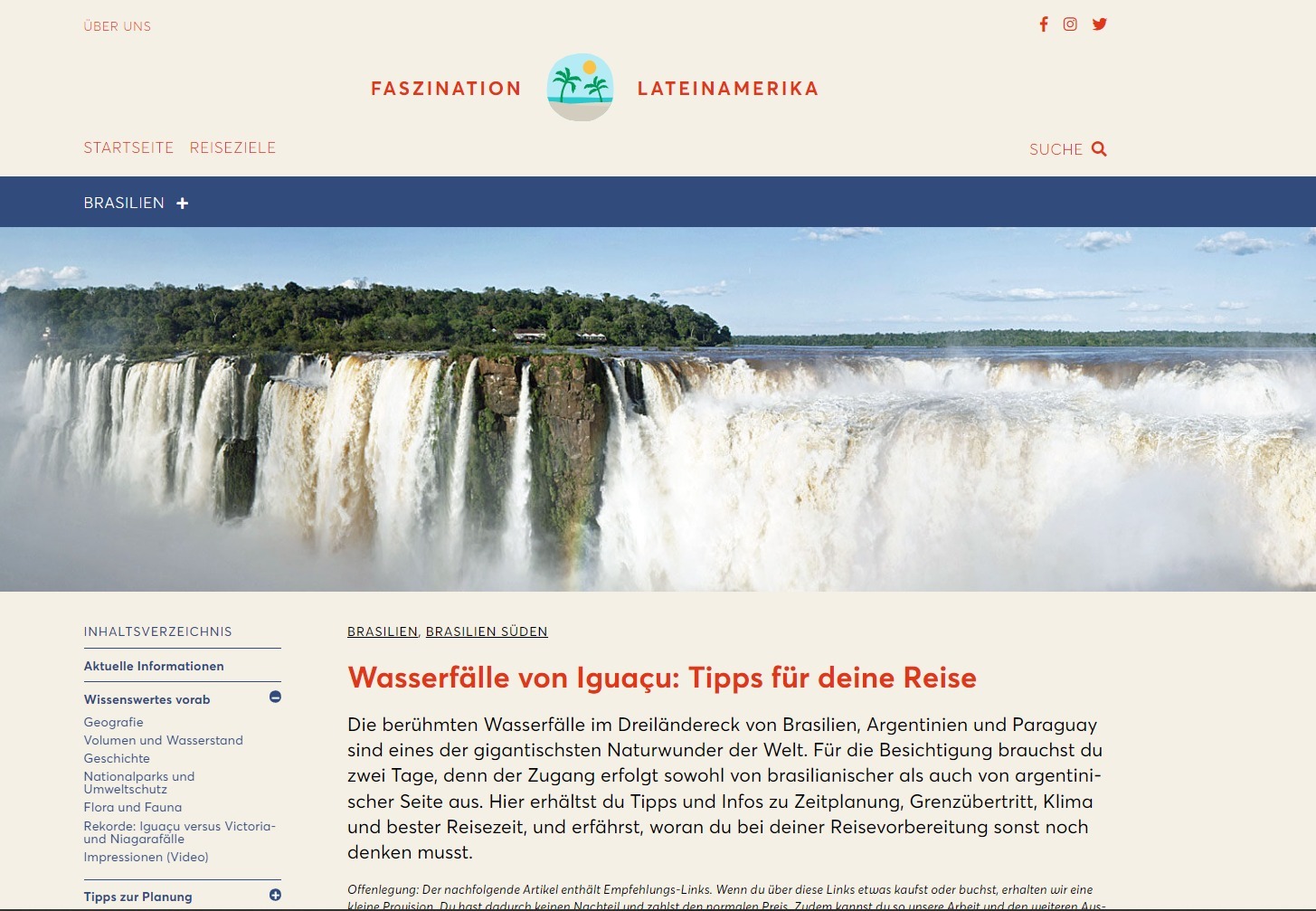 Foz do Iguaçu ist Gegenstand eines Sonderberichts auf einem der wichtigsten Tourismusportale in Deutschland – Jornal do Oeste