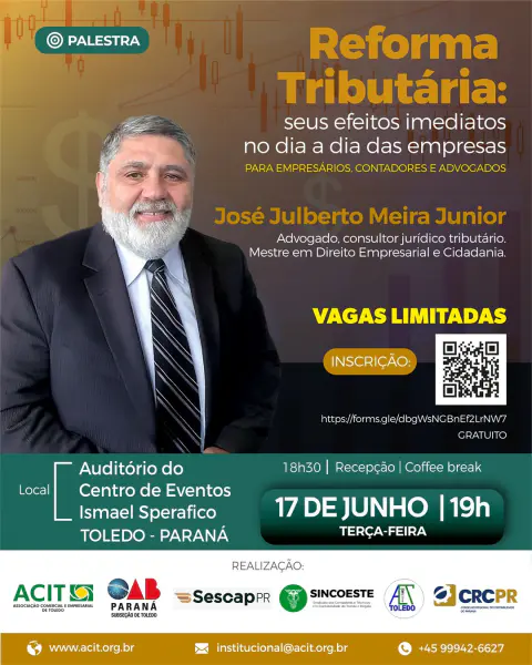 Acit promove palestra gratuita sobre Reforma Tributária