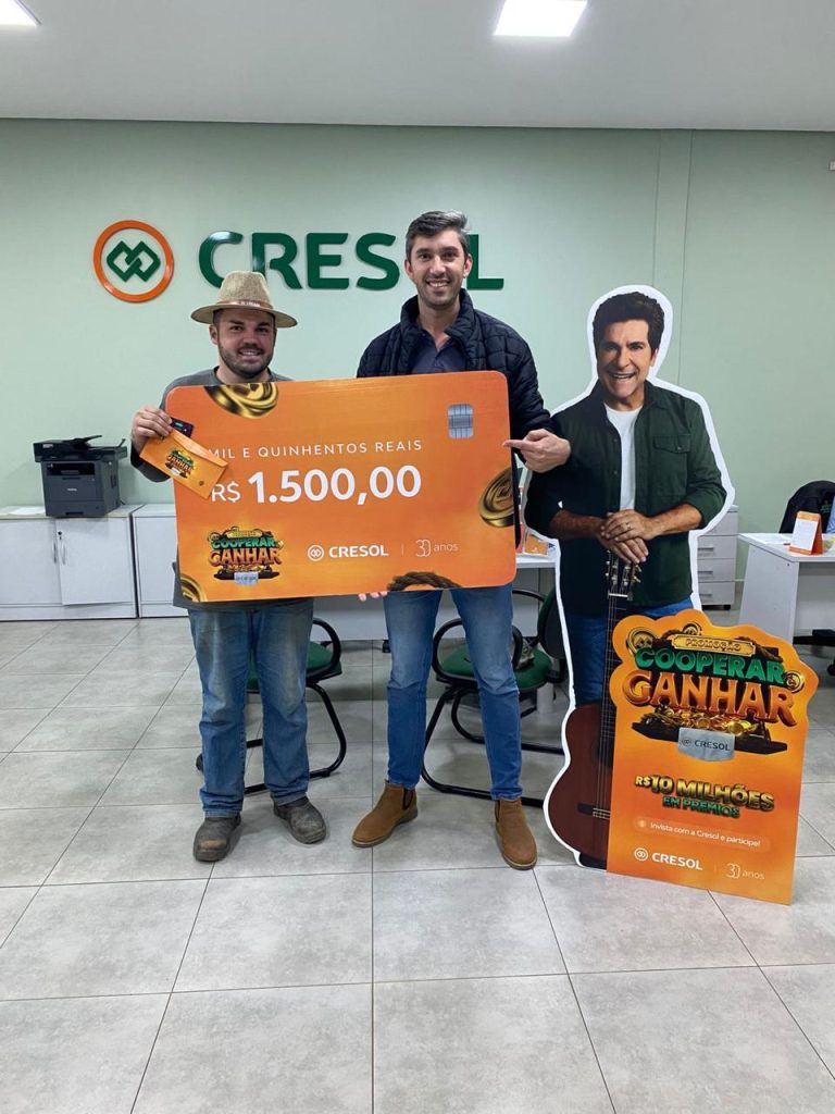 De maio a novembro, a campanha promove sorteios mensais no valor de R$1.500 para 10 cooperados por mês Crédito: Assessoria Cresol
