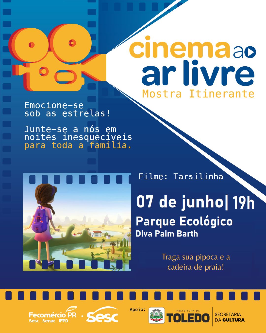 Prefeitura de Toledo promove Cinema ao ar livre no sábado, 7 de junho