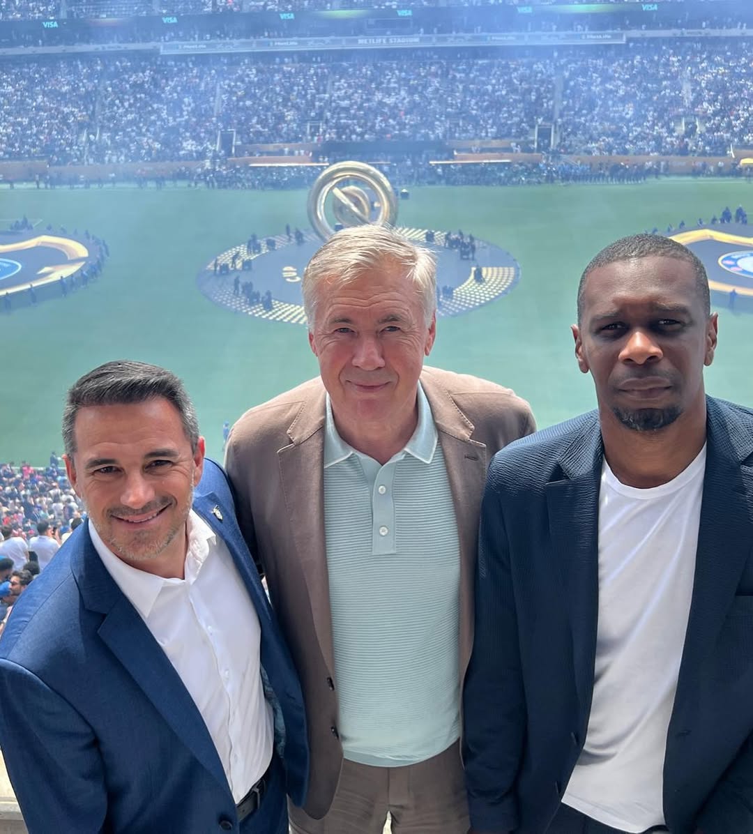 Treinador da Seleção Brasileira esteve presente no MetLife Stadium para acompanhar o título do Chelsea sobre o PSG Crédito: Divulgação/Instagram/@mrancelotti/CBF