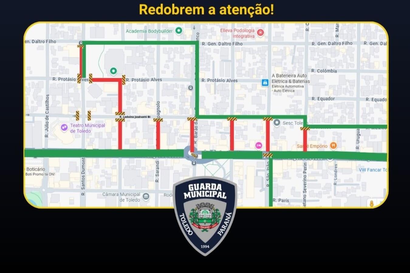 Rito tradicional da festa da Paróquia São Cristóvão, na Vila Industrial, começa às 7h30; equipes da Deptrans iniciarão o bloqueio de ruas do entorno às 6h30 Créditos: GM Toledo/ Prefeitura de Toledo