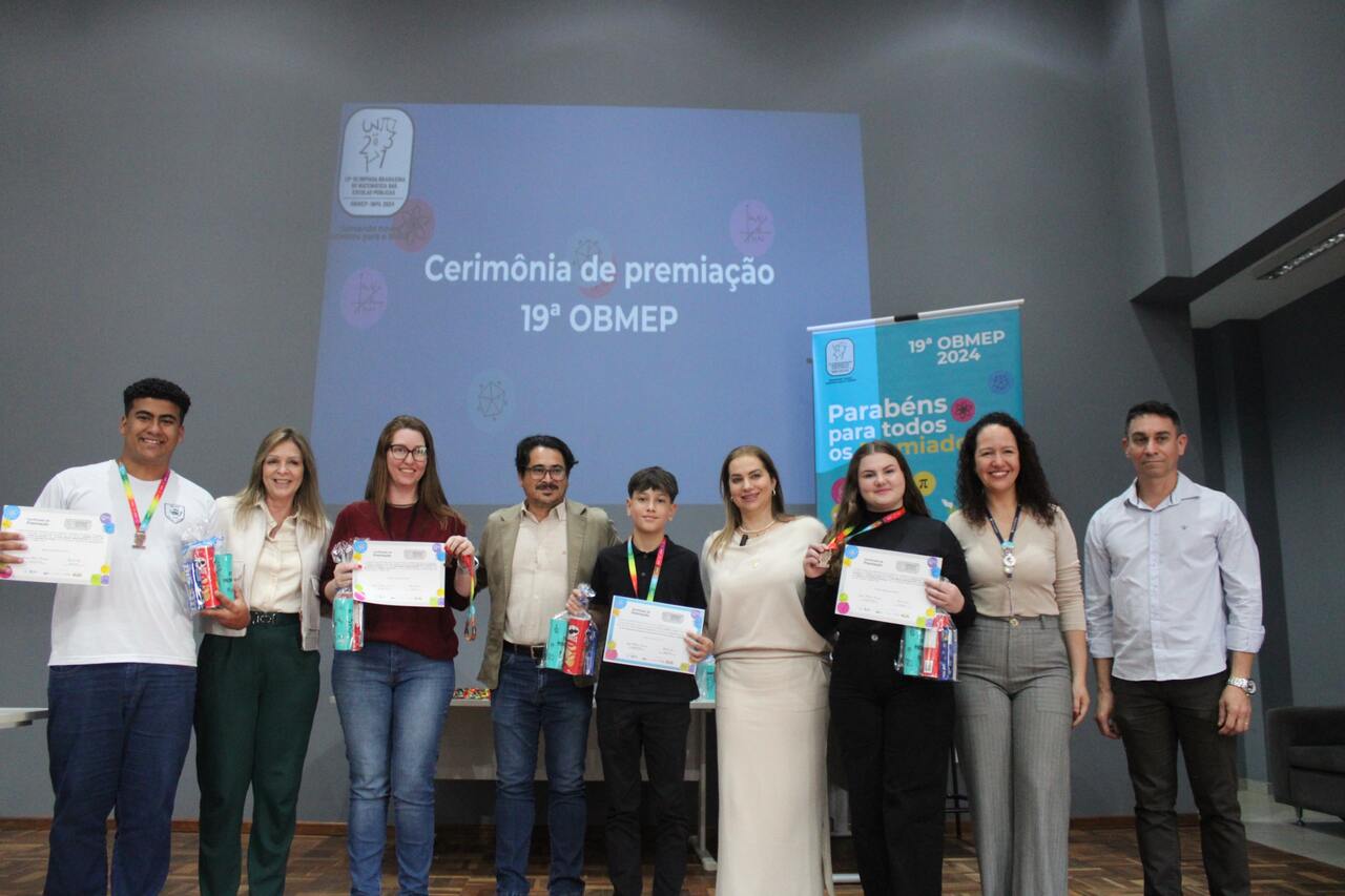 Cerimônia regional da 19ª OBMEP entrega premiações a estudantes do Núcleo Regional de Educação de Toledo na Unioeste Crédito: Unioeste
