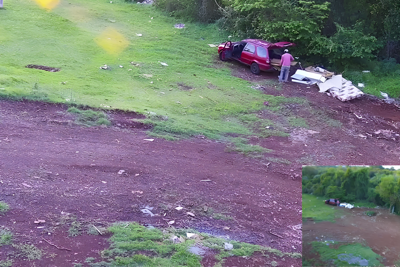Câmeras instaladas no Parque Linear João Paulo II identificaram o autor de crime ambiental Crédito: Prefeitura de Toledo