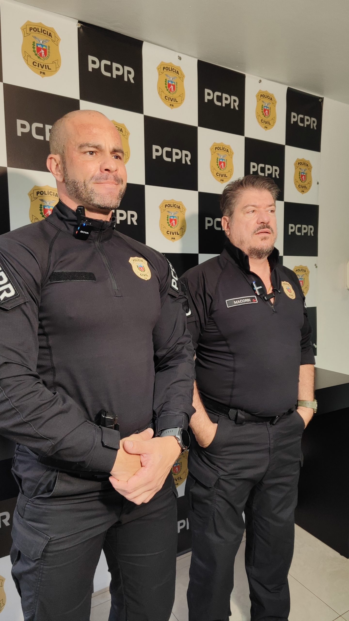 Os delegados Leandro Stabile e Alexandre Marcorin deram mais detalhes da operação Crédito: Janaí Vieira